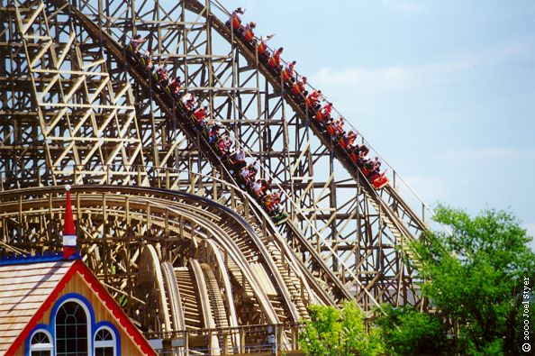 Closeup of trains on first drop